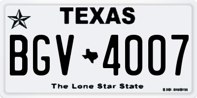 TX license plate BGV4007