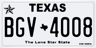 TX license plate BGV4008