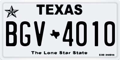 TX license plate BGV4010