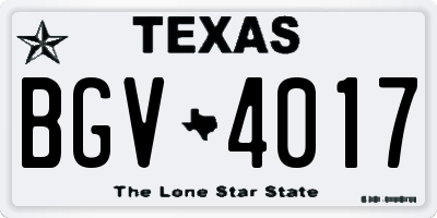 TX license plate BGV4017