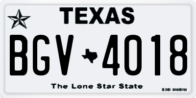 TX license plate BGV4018