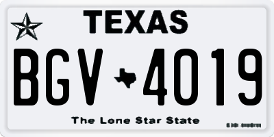 TX license plate BGV4019