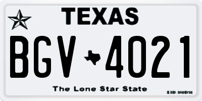 TX license plate BGV4021