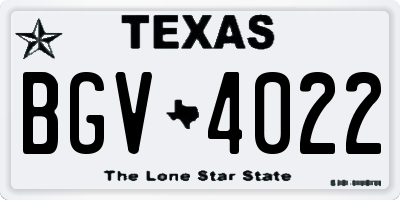 TX license plate BGV4022