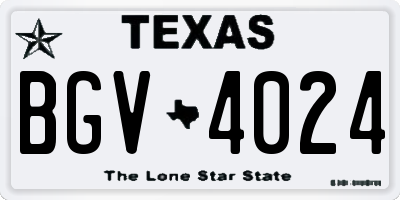 TX license plate BGV4024