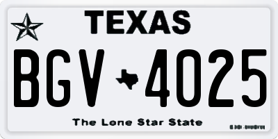 TX license plate BGV4025