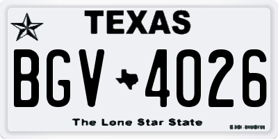 TX license plate BGV4026