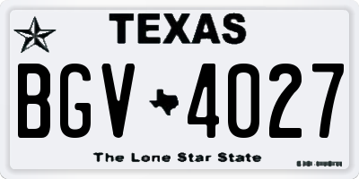 TX license plate BGV4027