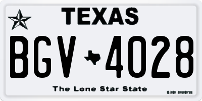 TX license plate BGV4028
