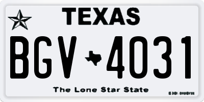 TX license plate BGV4031