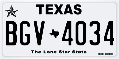 TX license plate BGV4034