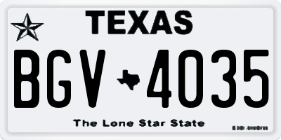 TX license plate BGV4035