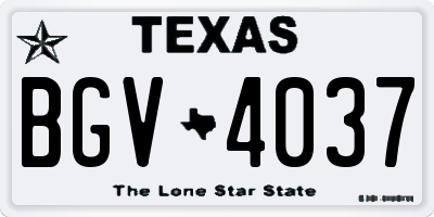 TX license plate BGV4037