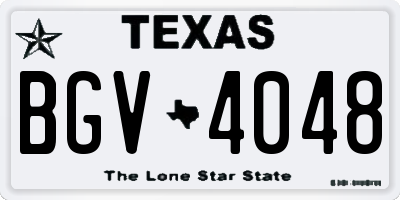 TX license plate BGV4048
