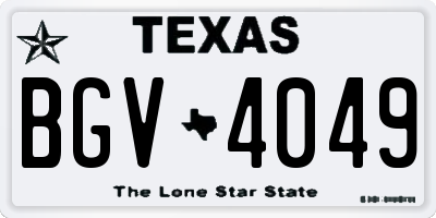 TX license plate BGV4049