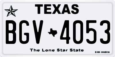 TX license plate BGV4053