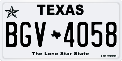 TX license plate BGV4058