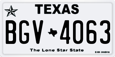 TX license plate BGV4063