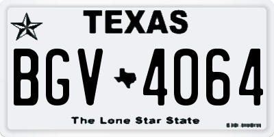 TX license plate BGV4064