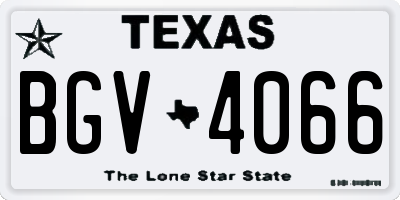 TX license plate BGV4066