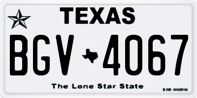TX license plate BGV4067