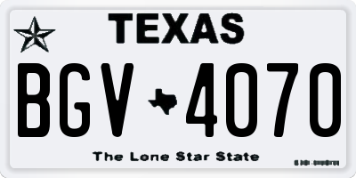 TX license plate BGV4070