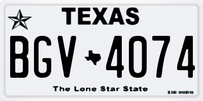 TX license plate BGV4074