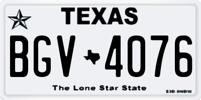 TX license plate BGV4076