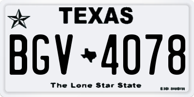TX license plate BGV4078