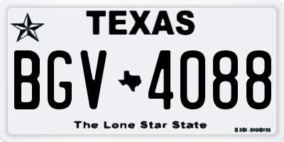 TX license plate BGV4088