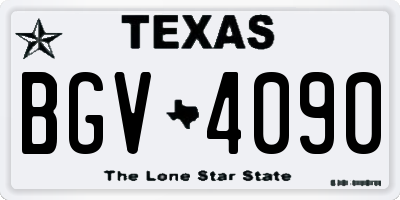 TX license plate BGV4090