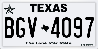 TX license plate BGV4097