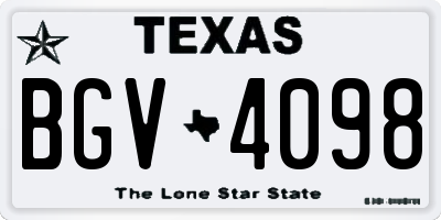 TX license plate BGV4098