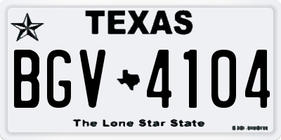 TX license plate BGV4104
