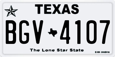 TX license plate BGV4107