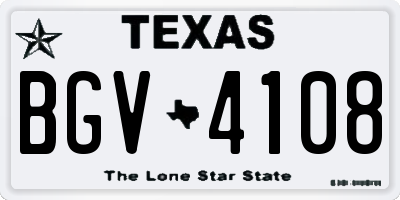 TX license plate BGV4108