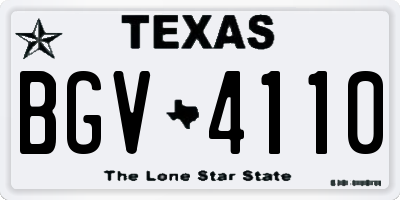 TX license plate BGV4110