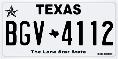 TX license plate BGV4112