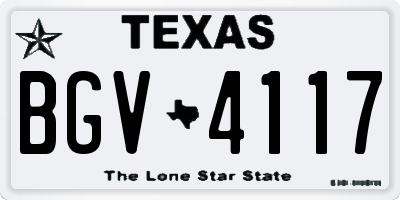 TX license plate BGV4117