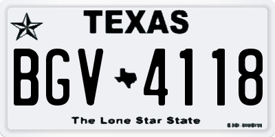 TX license plate BGV4118