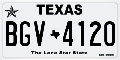 TX license plate BGV4120