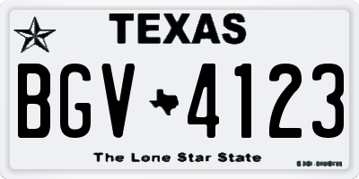 TX license plate BGV4123