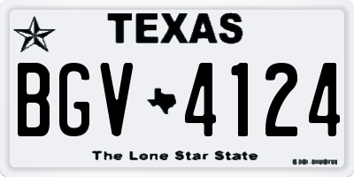 TX license plate BGV4124