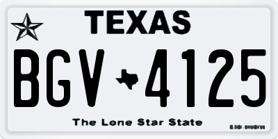 TX license plate BGV4125