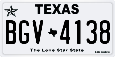 TX license plate BGV4138