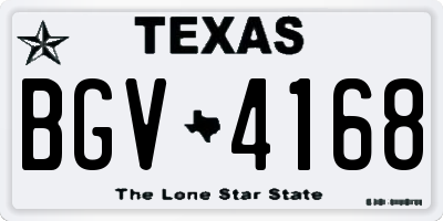 TX license plate BGV4168