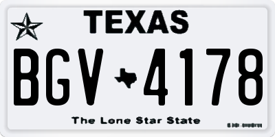 TX license plate BGV4178