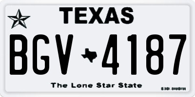 TX license plate BGV4187