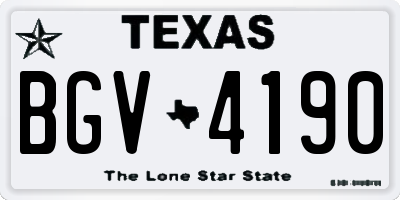 TX license plate BGV4190