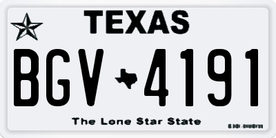 TX license plate BGV4191